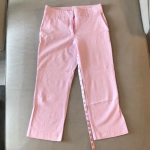 Lilly Pulitzer pink seersucker capris.